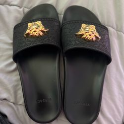 Versace slides, black and gold