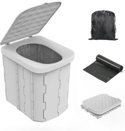 Portable Camping Toilet for Adults XL Portable Folding Toilet with Lid,Travel Portable Potty for Adults,Porta Potty Car Toilet, Grey