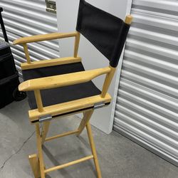 Director’s Chair – Tall Folding Wooden Frame w/ Black Canvas