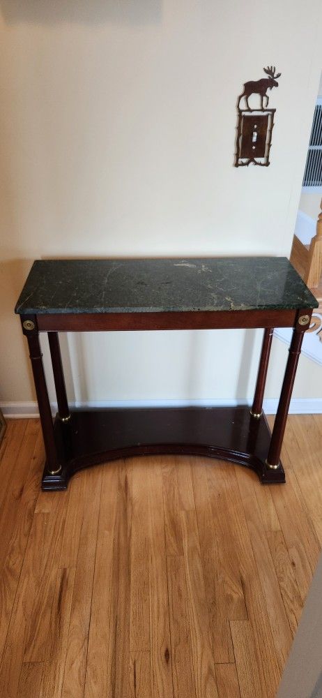 Marble Top Cherry Wood Sofa Table