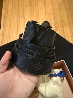 Louis Vuitton Monogram Eclipse Black LV Logo Buckle Men's Dress Belt 110