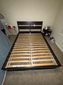 IKEA MALM Queen Bed Frame with Luroy Slats