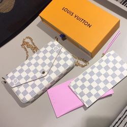 A checked and striped bag