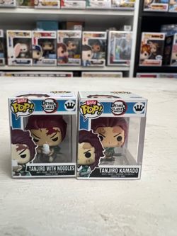 2 RARE CHASE BITTY Tanjiro Demon Slayer 1" Funko Pops HYPER Training & Noodles