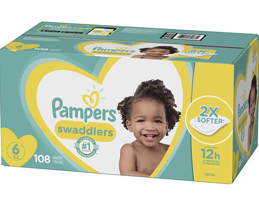 Diapers Size 6, 108 Count - Pampers Swaddlers Disposable Baby Diapers