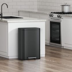 Madison Matte Stainless 50 Liter/13.2 Gallon Step Trash Can w/Inner Liner - Fingerprint Resistant Finish Kitchen Trash Can Waste Bin Garbage Bin