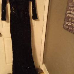 Long Black Sequin Dress.Size Small 
