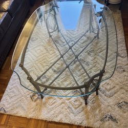 Oval Glass & Metal Coffee Table
