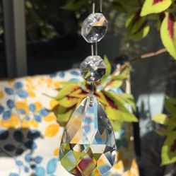 Set of 4 Vintage Sm. Chandelier Lamp Glass Sun Catcher Prism Crystals Keychain Bag Charm Xmas Wedding 