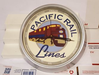 Pacific rail lines wall clock 12" railroad memorabilia