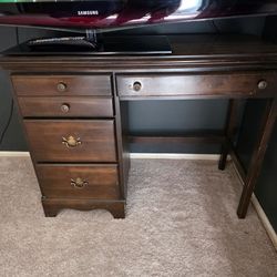 Dark Wood Writing Desk with Drawers