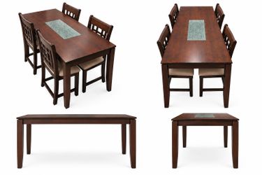 Coaster Ervin Dining Table w/ Cracked Glass Inlay - seats 6