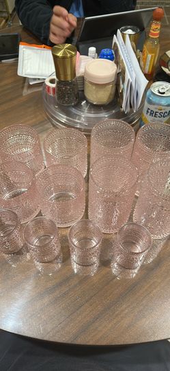 Set Of 12  Pink Glasses 