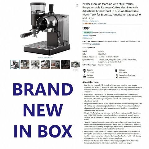 Avigator 20 Bar Espresso Machine with Milk Frother