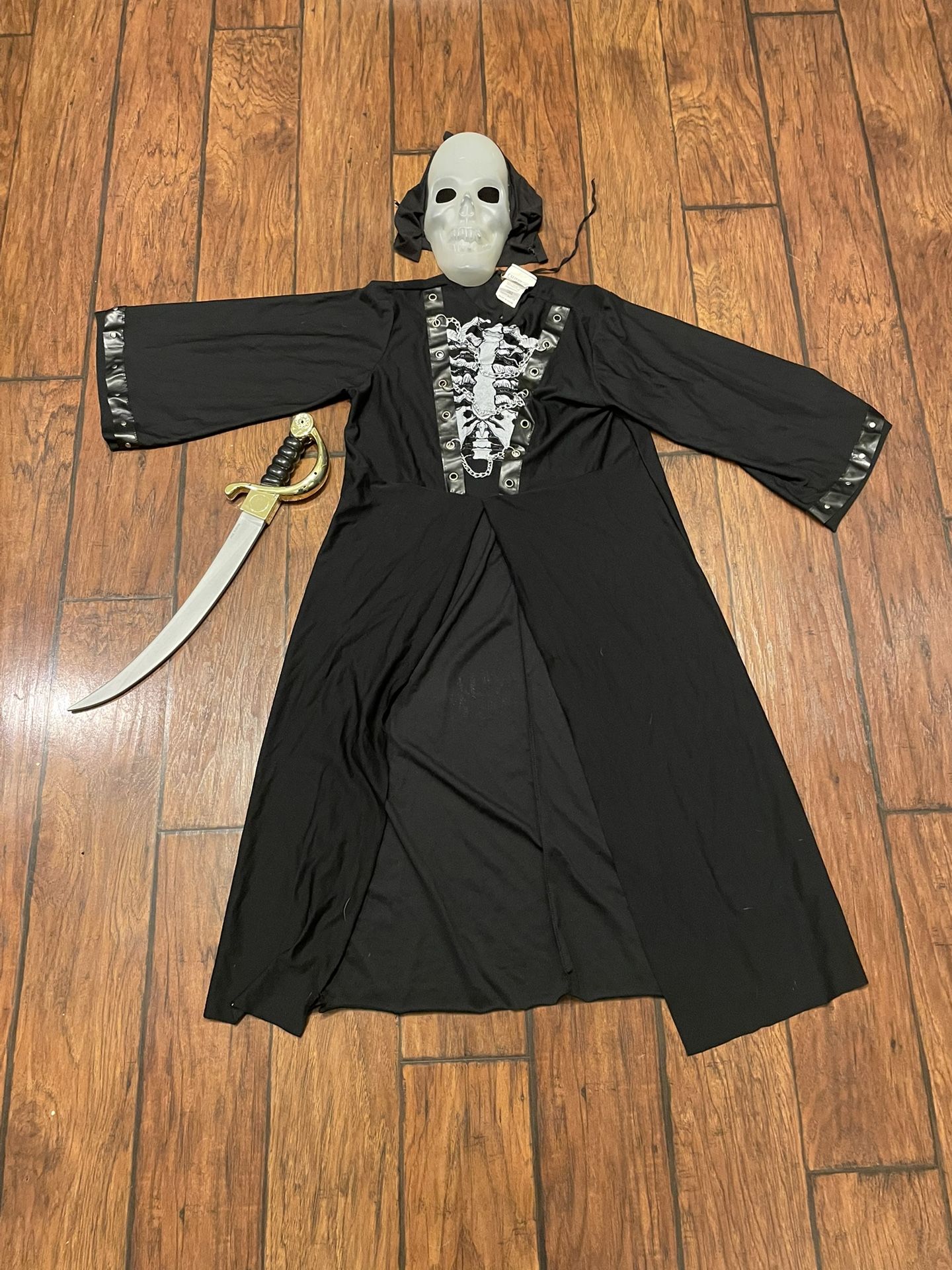 Halloween Costume Skeleton Skull Mask Sword Outfit