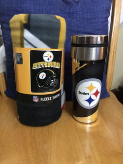Pittsburgh Steelers fleece blanket and 20 oz cup