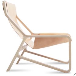 Blu Dot Toro Chair And Ottoman In Sky Leather