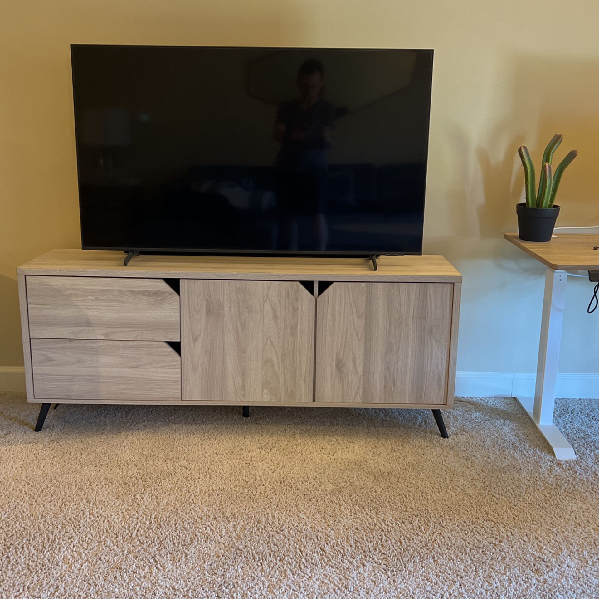 Landin TV Stand for TVs up to 65" 25.25 H in brownWood/Metal