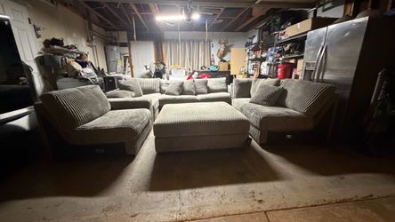 Gray Corduroy Sectional Sofa