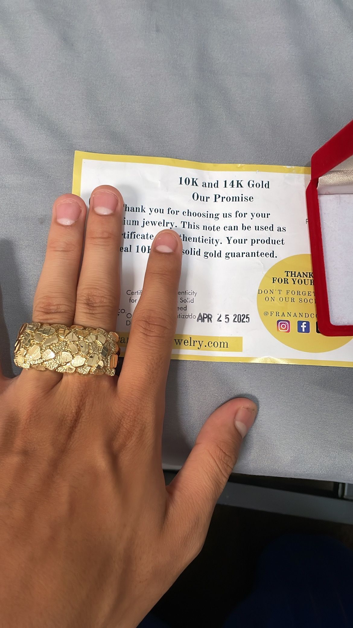 10k Golden Nugget 2 Finger Ring 
