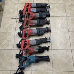 Lot Of 6 Milwaukee Sawzall Reciprocating Saw, Makita JR3050T Reciprocating