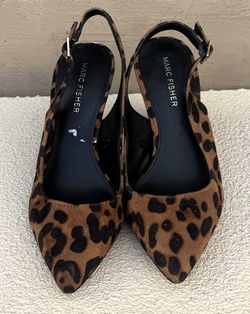 Marc Fisher Leopard Print Slingback Heels – Women's Size 6.5