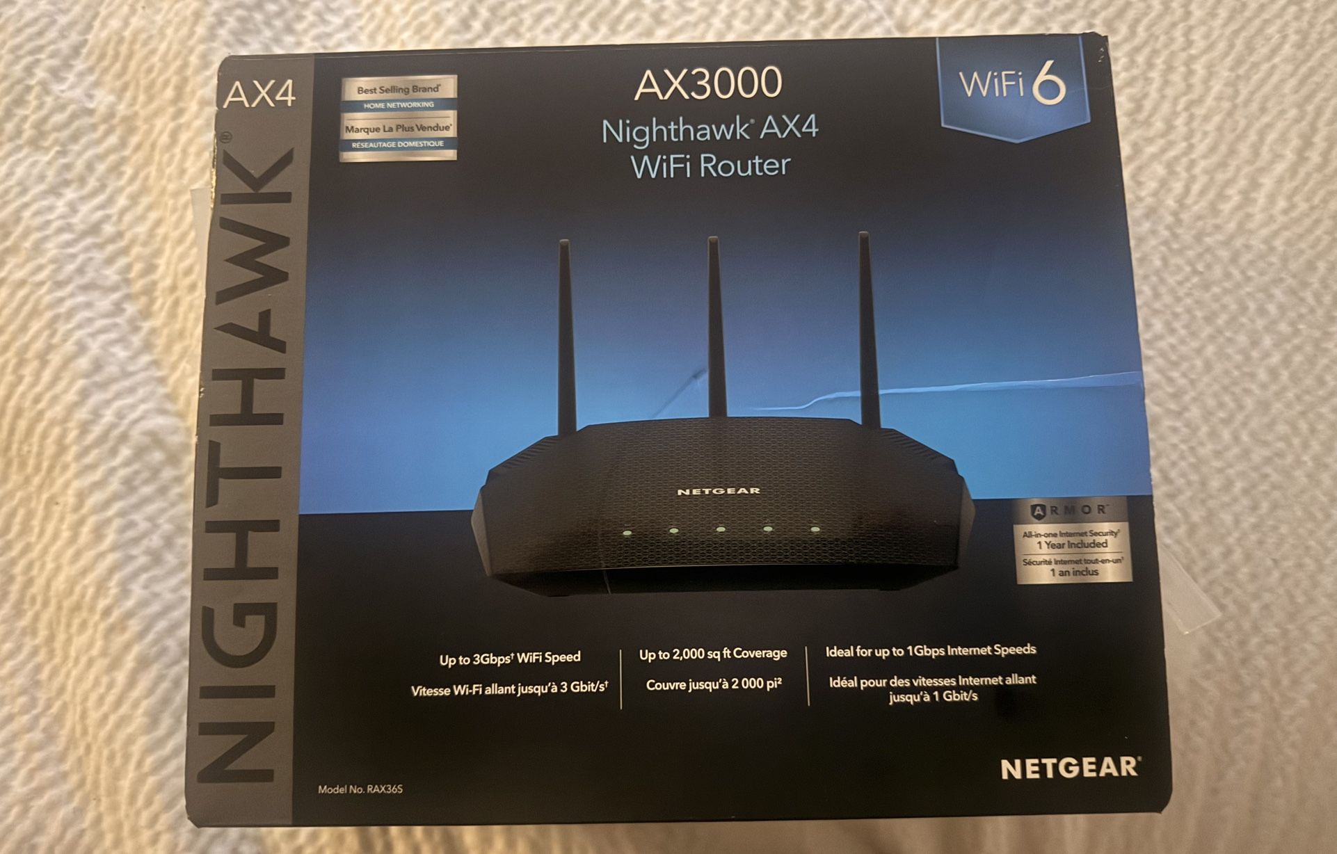 Netgear AX3000 WiFi 6 Router: Dual Band, Ethernet, 2.4/5 GHz, Includes Power Adapter