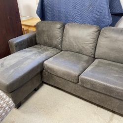 Gray Suede 80" Byron Sectional Sofa with Reversible Chaise by Emerald Home Furnishings