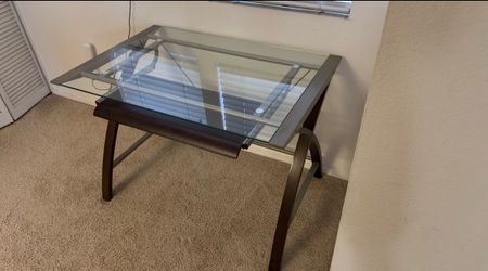 43x24x30  Black Executive Office Chair + Glass Top Computer Desk