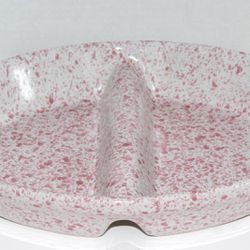 Vintage Pink Splatter Pottery Divided Dish