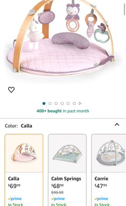Ingenuity Cozy Spot Reversible Duvet Activity Gym & Play Mat with Wooden-Toy-bar - Calla (Pink),