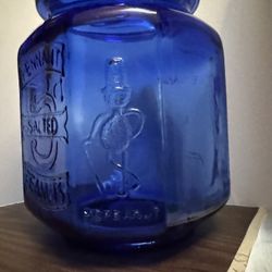 Vintage Cobalt Blue Planters Pennant Jar