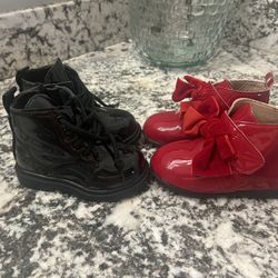 Toddler Red And Black Boots 