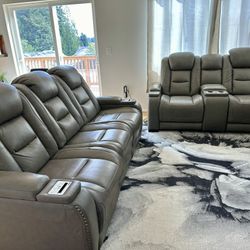 leather recliner couch set