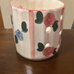 Vintage Pottery By Levine Spring Flowers Luminary Candle Holder Cottagecore