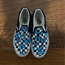 Blue butterfly slip- on Vans 