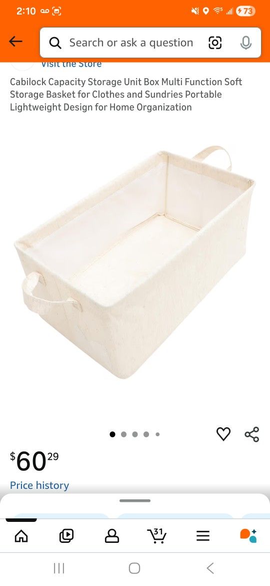 Cabilock Capacity Storage Unit Box Multi Function Soft Storage Basket for Clothes and Sundries Portable Lightweight Design for Home Organization