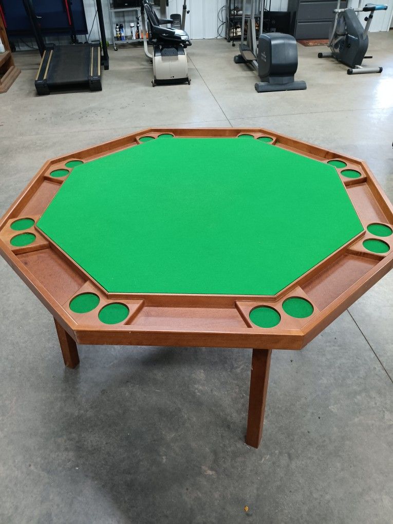 A Nice Wooden Poker Game Table With Folding Legs