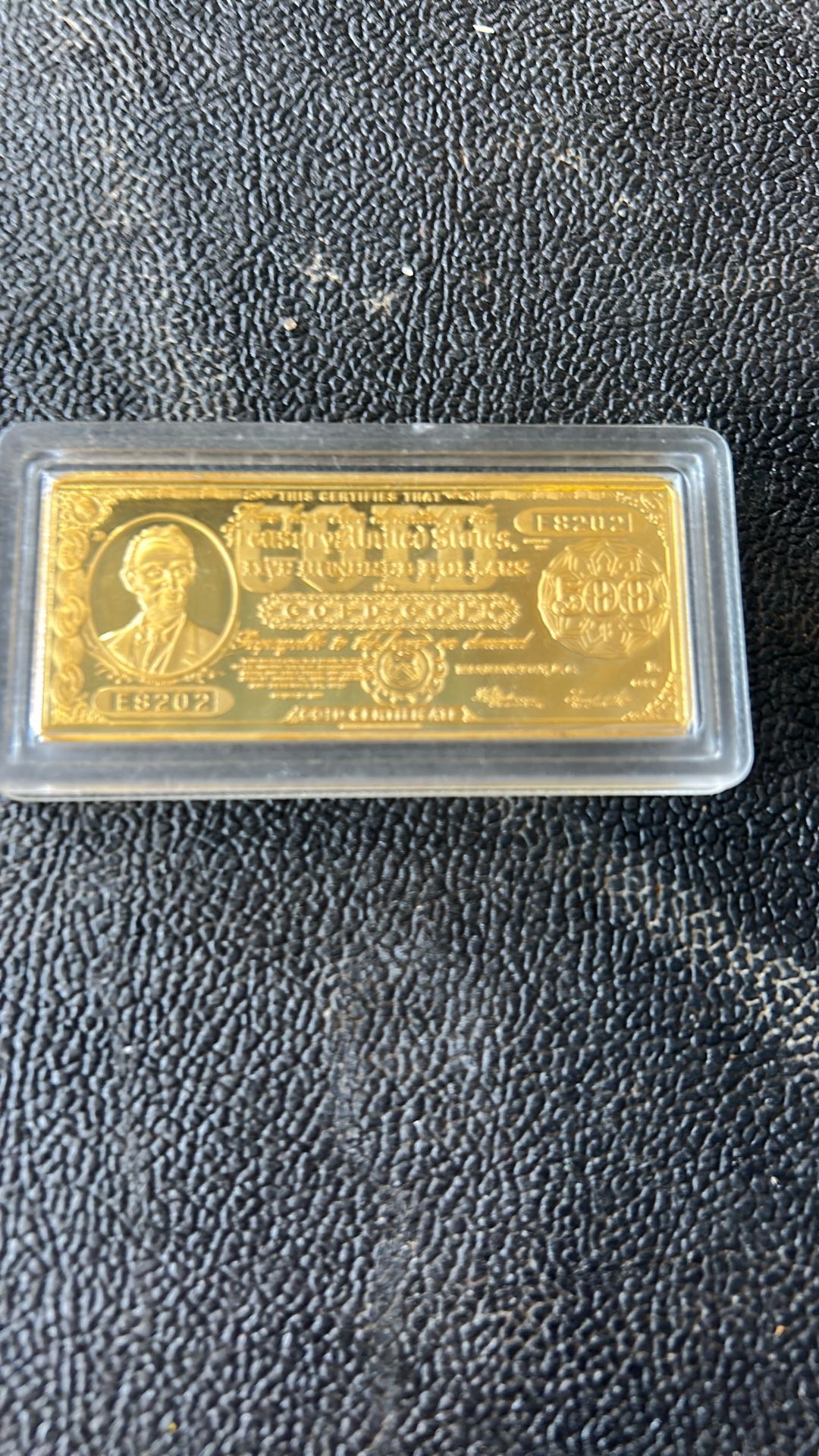 1922 $500 Gold Certificate Ingot layered in 24k Gold