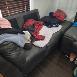 Grey Leather Couch 