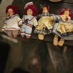 4 Raggedy Ann/Andy - Two Ornaments