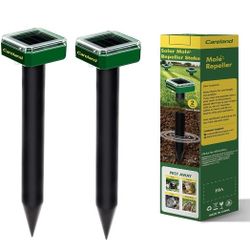 Solar Mole Repellent Stakes Sonic Gopher Repeller Spikes Chaser and Control Groundhog Voles from Outdoor Garden