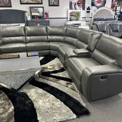 Gray Leather Sofa Sectional