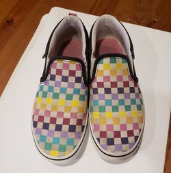 Youth Rainbow VANS slip on 5.5y