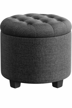 Ottoman with Storage, 17.7 Dia. x 17.5 H Inches Foot Rest with Legs