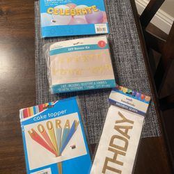 DIY Banner Kit Celebrate Balloons Sash Cake Topper 