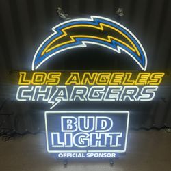 Bud Light Los Angeles Chargers NFL Neon Led Sign Man Cave Bar Sign Garage