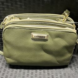 NEW - Tahari Women's Green Crossbody Pebbled Leather Bag  