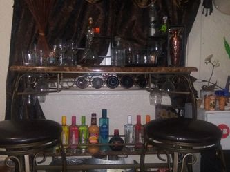 Bar Table with accessories & Bottles