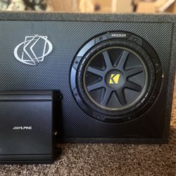 Kicker 43TC104 Comp 10-inch subwoofer  with an Alpine MRV-M250 amplifier. 